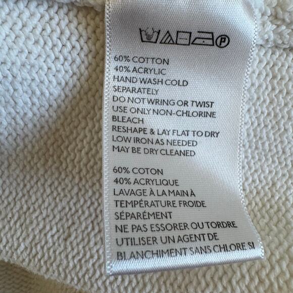 Urban Outfitters White Cropped Balloon Sleeve Pointelle Knit Sweater Medium - Picture 7 of 8